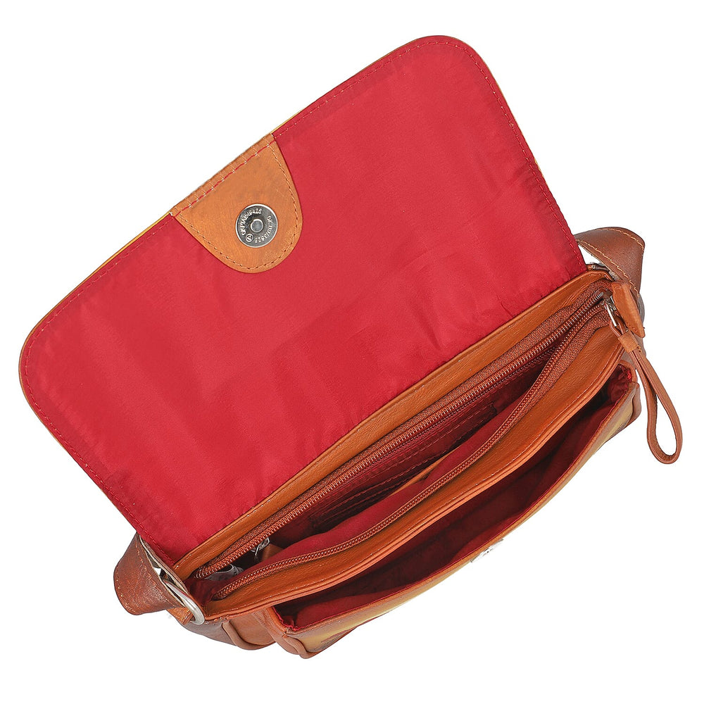 THE HANDCRAFTED LUXURY - Sukriti 100% Genuine Leather Handpainted Shoulder Bag - Tan