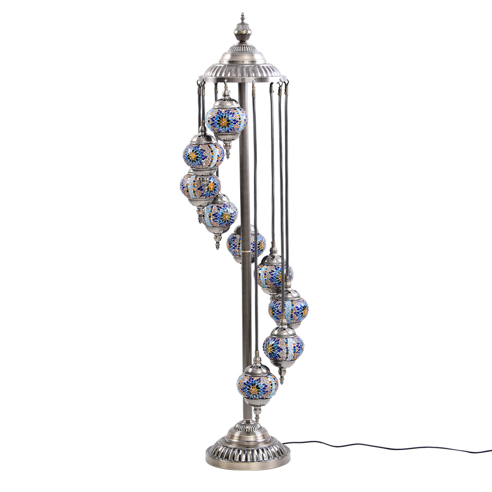 Handmade Turkish Mosaic Table Lamp (Size 145x35 cm) - Blue & Multi_6830276