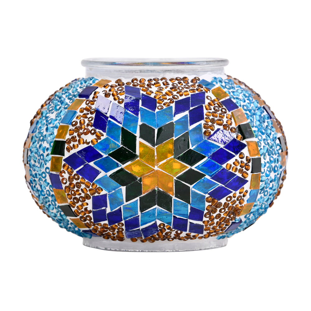 Handmade Turkish Mosaic Table Lamp (Size 145x35 cm) - Blue & Multi_6830276_3
