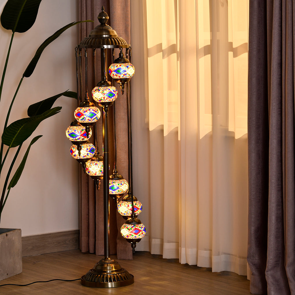 Handmade Turkish Mosaic Table Lamp (Size 145x35 cm) - Multi_6830277_1
