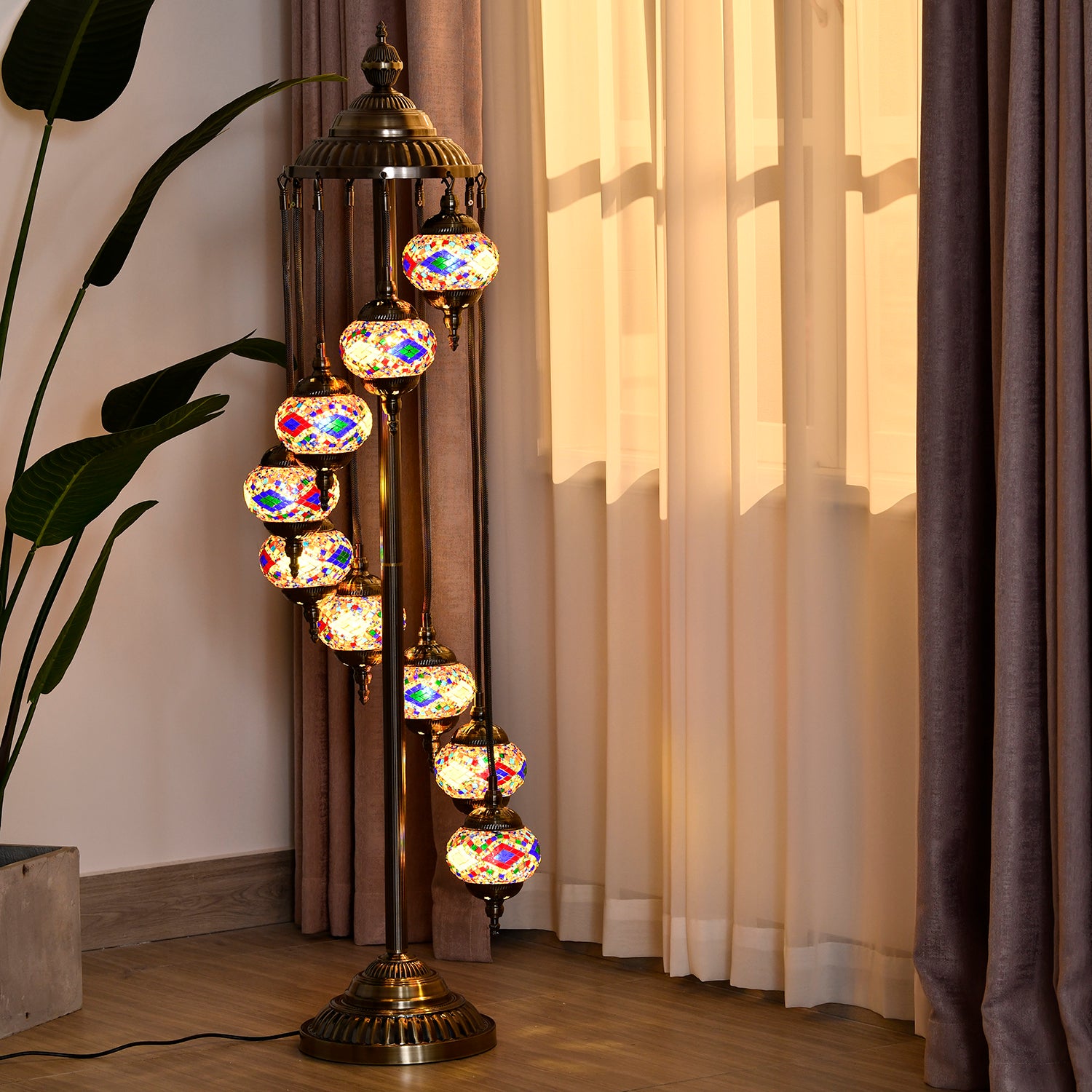 Handmade Turkish Mosaic Table Lamp (Size 145x35 cm) - Multi_6830277_1