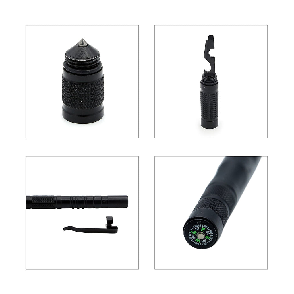 7 in 1 Metal Multi Function Tactical Touch Screen Ball Pen and Multi Functional Card - Black
