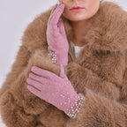 Gloves - 70% cashmere wool - One Size- Pink