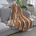 The Most Sumptuous Blanket at TJC Ever- 700GSM Double Layer Faux Rabbit Fur Sherpa Blanket (Size 200x150cm) - Brown