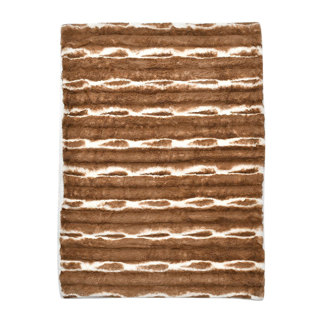 The Most Sumptuous Blanket at TJC Ever- 700GSM Double Layer Faux Rabbit Fur Sherpa Blanket (Size 200x150cm) - Brown