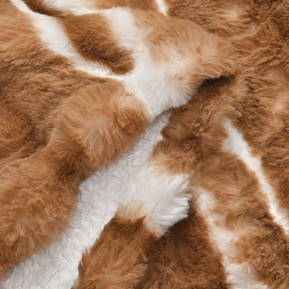 The Most Sumptuous Blanket at TJC Ever- 700GSM Double Layer Faux Rabbit Fur Sherpa Blanket (Size 200x150cm) - Brown