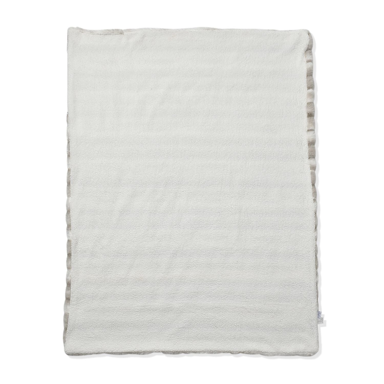 The Most Sumptuous Blanket at TJC Ever - 700GSM Double Layer Faux Rabbit Fur Sherpa Blanket (Size 200x150cm) - Grey