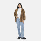 Tamsy Faux Fur Hoodie (Size L,16-18) - Brown_7019310