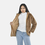 Tamsy Faux Fur Hoodie (Size L,16-18) - Brown_7019310_4