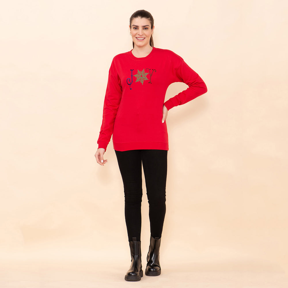 100% Cotton Fleece Knit Sweatshirt (Size XL) - Red_7141982