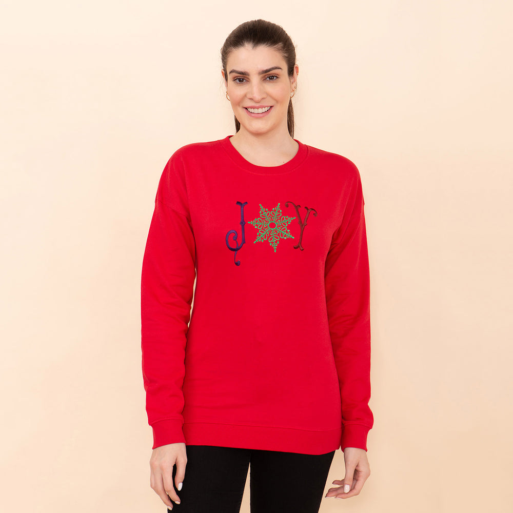 100% Cotton Fleece Knit Sweatshirt (Size XL) - Red_7141982_2