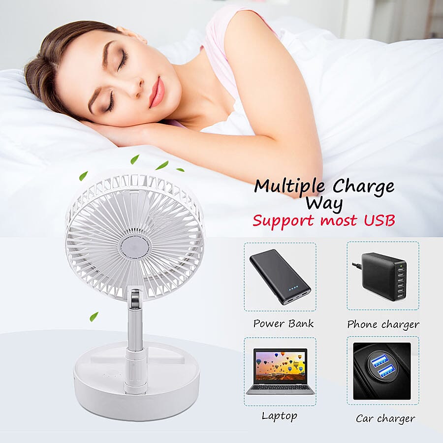 7200mah Foldable Desk Fan with 4 Wind Speed Setting and USB Cable (Size 20x20x10 cm)