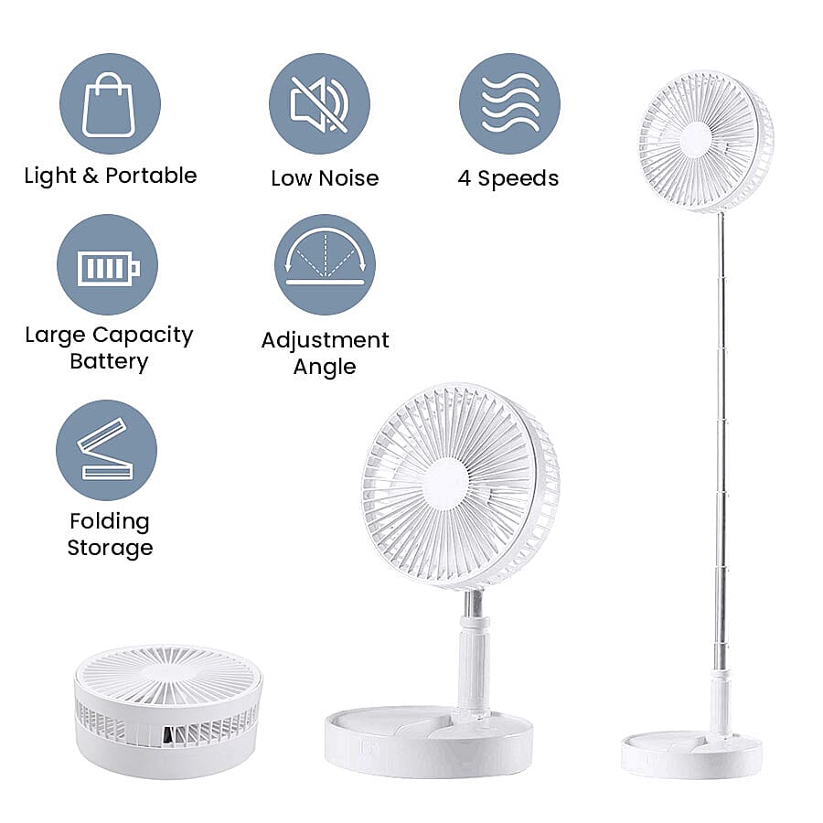 7200mah Foldable Desk Fan with 4 Wind Speed Setting and USB Cable (Size 20x20x10 cm)