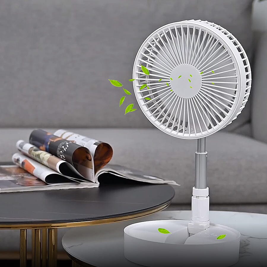 7200mah Foldable Desk Fan with 4 Wind Speed Setting and USB Cable (Size 20x20x10 cm)