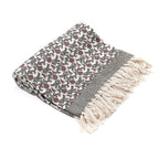 Luxury Edition - 100% Cotton Woven Hand Block Printed Throw with Tassels (Size 180x130 cm) - Grey - Off White