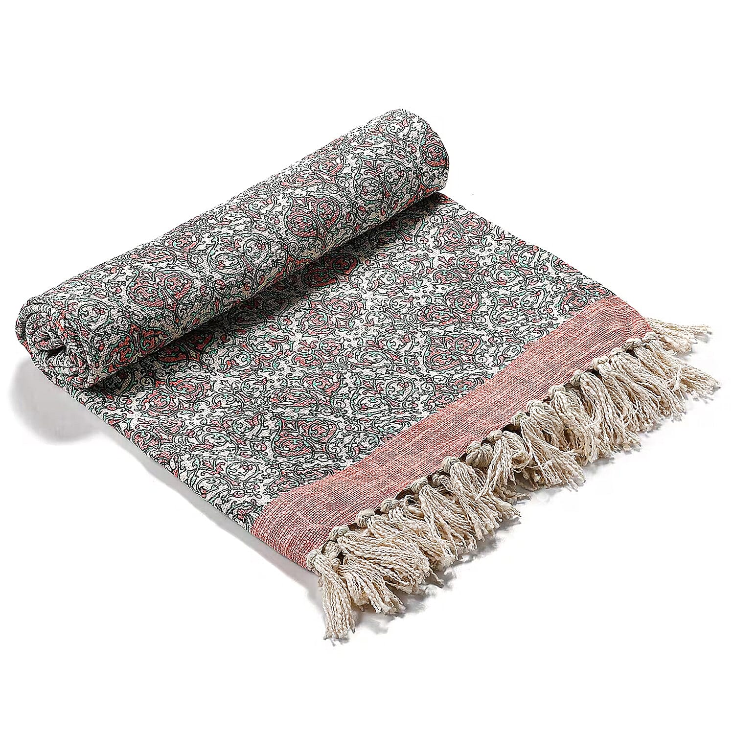 Supreme Range 100% Cotton Hand Crafted Rug (Size 180x130 cm) - Peach - Multi