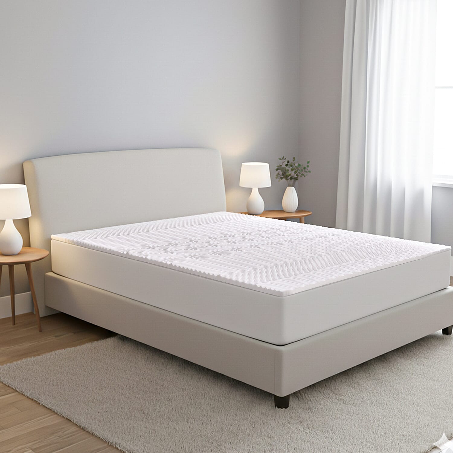 HUSH HAVEN 7 Zone Contoured 100% Memory Foam Deluxe Mattress Topper (Single - Size 190x90x4 cm) - White