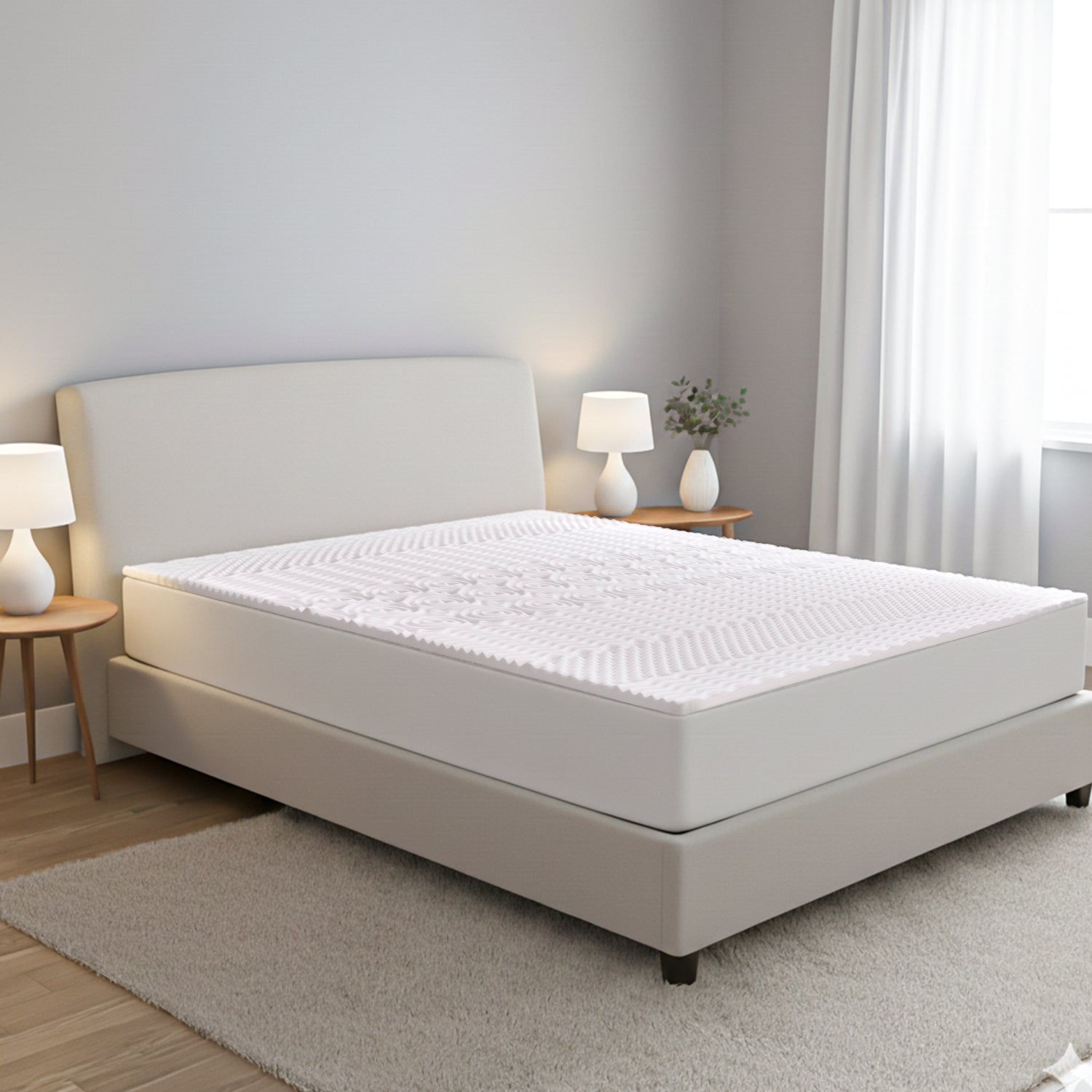 HUSH HAVEN 7 Zone Contoured 100% Memory Foam Deluxe Mattress Topper (Size 190x135x4 cm) - White