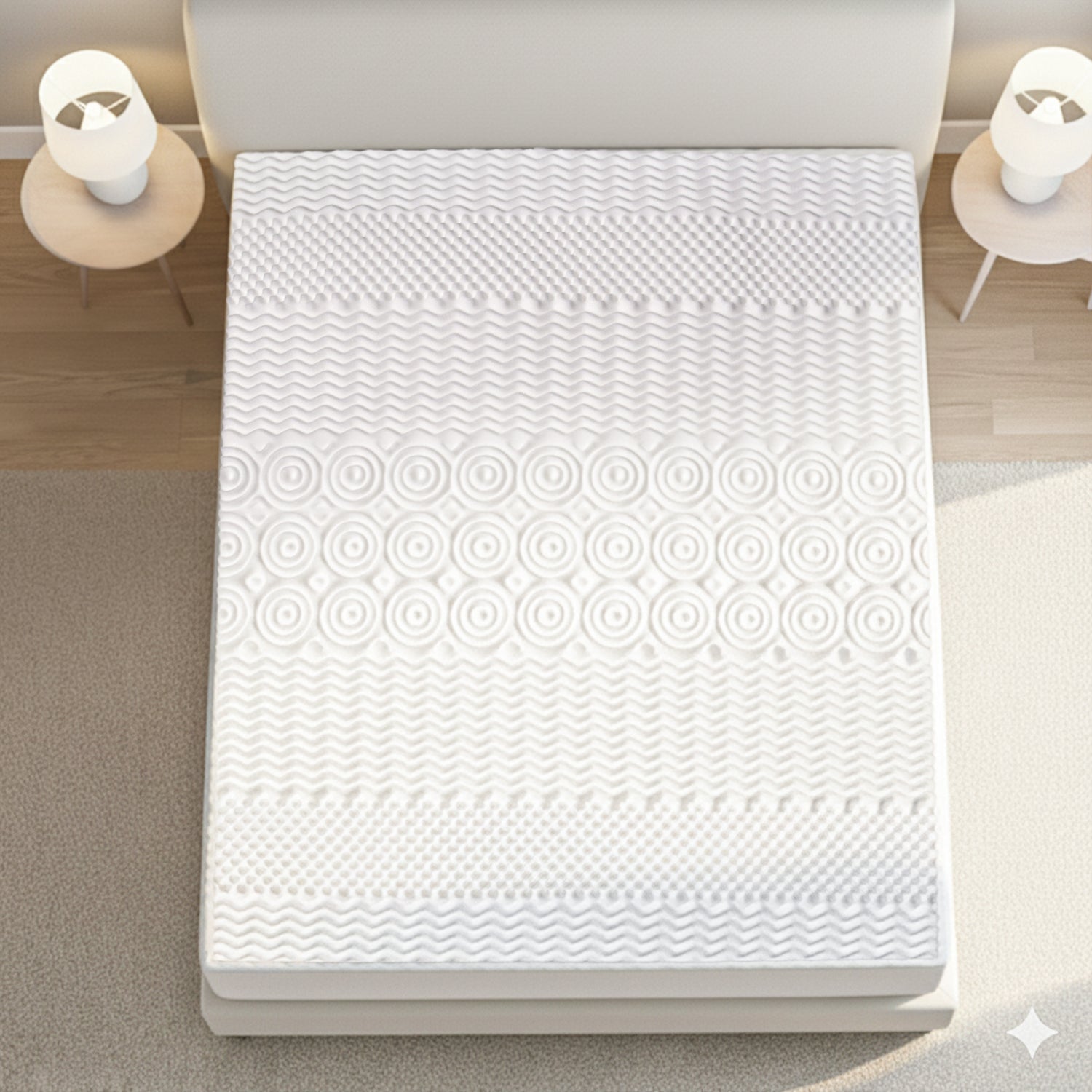 HUSH HAVEN 7 Zone Contoured 100% Memory Foam Deluxe Mattress Topper (Size 190x135x4 cm) - White