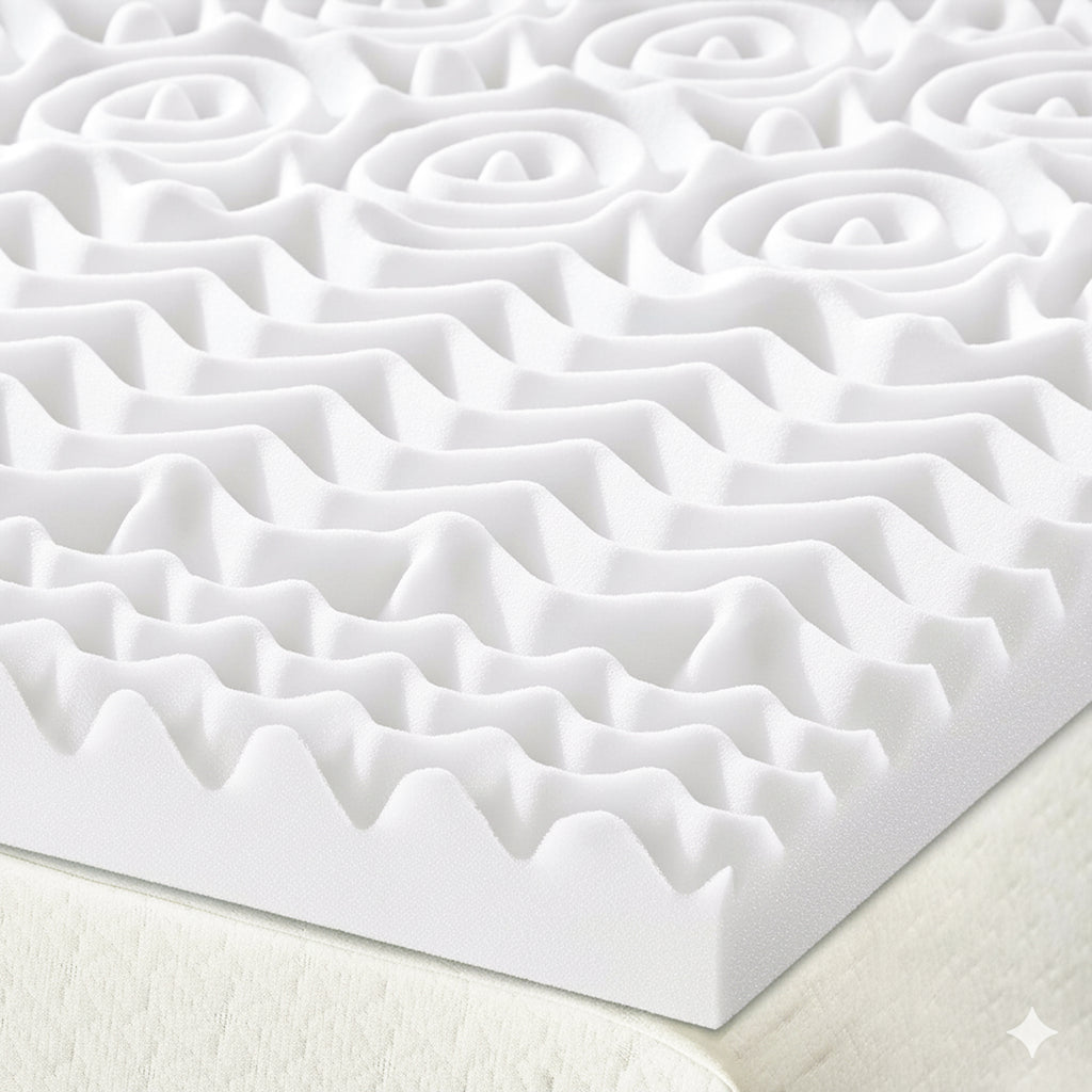 HUSH HAVEN 7 Zone Contoured 100% Memory Foam Deluxe Mattress Topper (Size 190x135x4 cm) - White