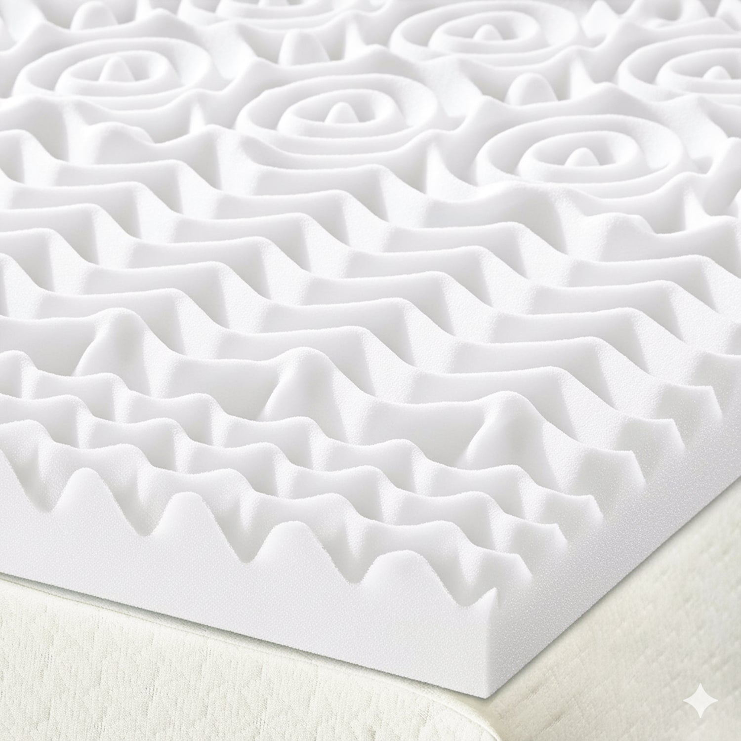 HUSH HAVEN 7 Zone Contoured 100% Memory Foam Deluxe Mattress Topper (Size 190x135x4 cm) - White