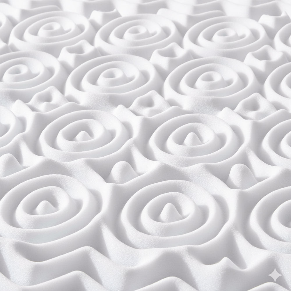HUSH HAVEN 7 Zone Contoured 100% Memory Foam Deluxe Mattress Topper (Size 190x135x4 cm) - White
