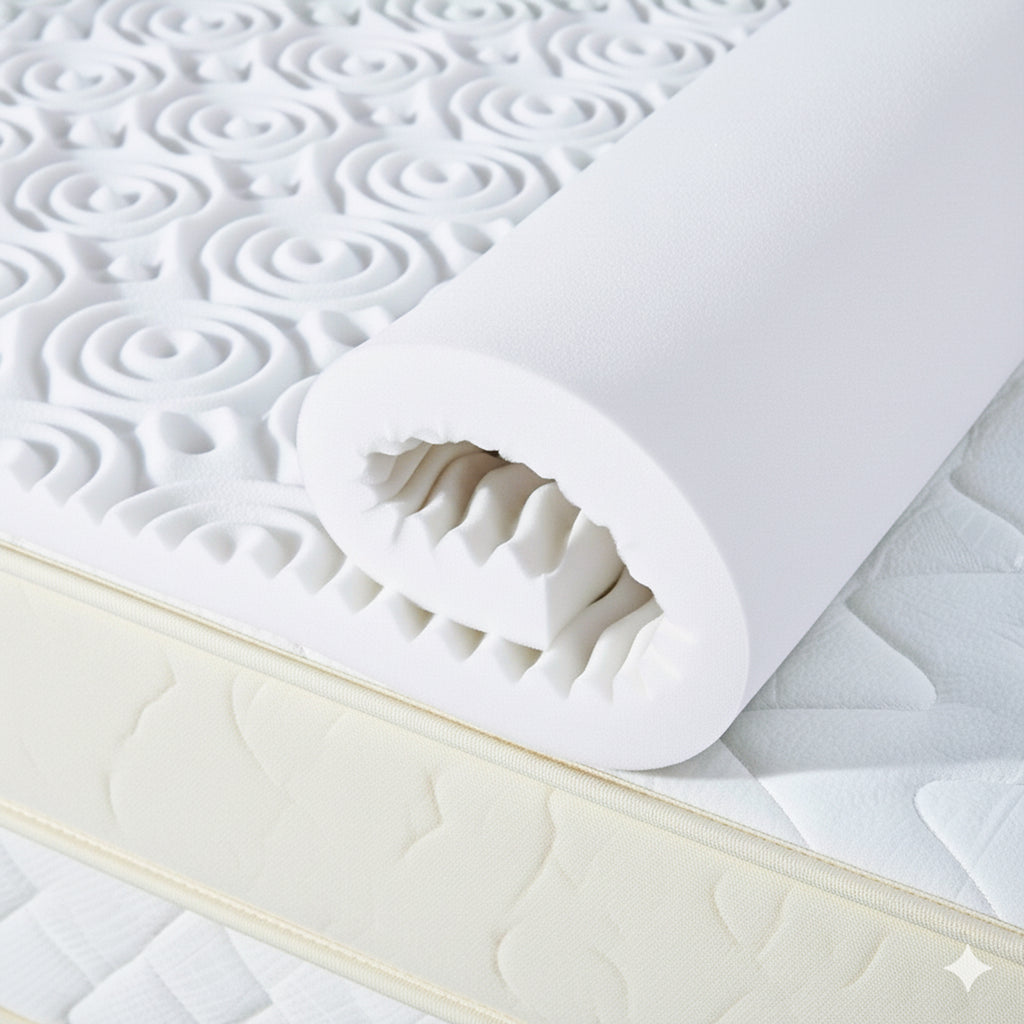 HUSH HAVEN 7 Zone Contoured 100% Memory Foam Deluxe Mattress Topper (Size 190x135x4 cm) - White