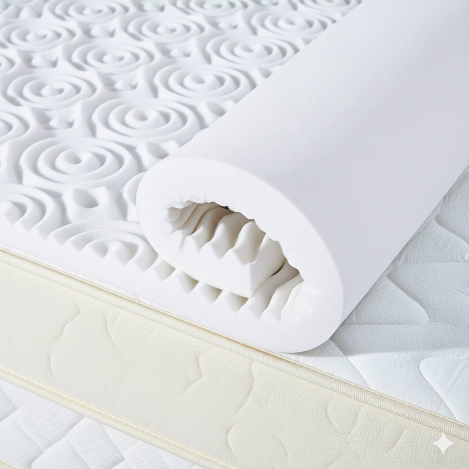 HUSH HAVEN 7 Zone Contoured 100% Memory Foam Deluxe Mattress Topper (Size 190x135x4 cm) - White