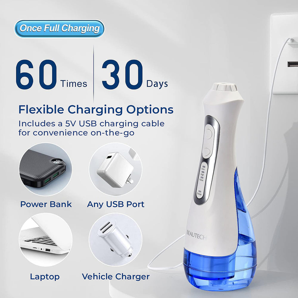 Beautech - Water Flosser with 3 Heads and IPX7 Waterproof- 3 Modes Clean, soft and Massage- 200 ml Tank
