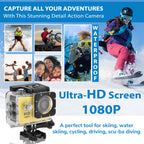 Multi-Purpose 30M Waterproof Camera 5MP, Camcorder 1080P, Motion Detection Dashcam - Yellow_7273510_1