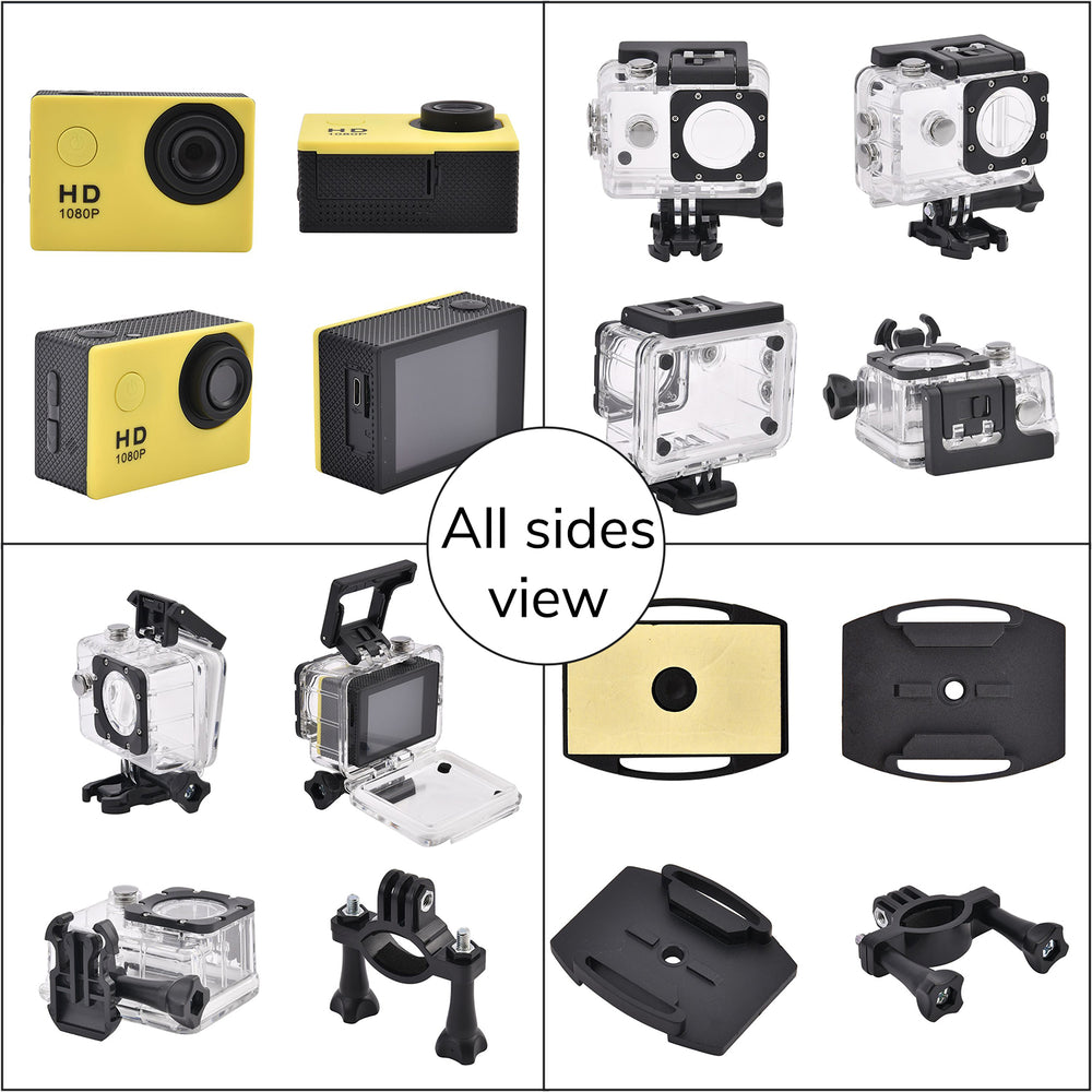 Multi-Purpose 30M Waterproof Camera 5MP, Camcorder 1080P, Motion Detection Dashcam - Yellow_7273510_5
