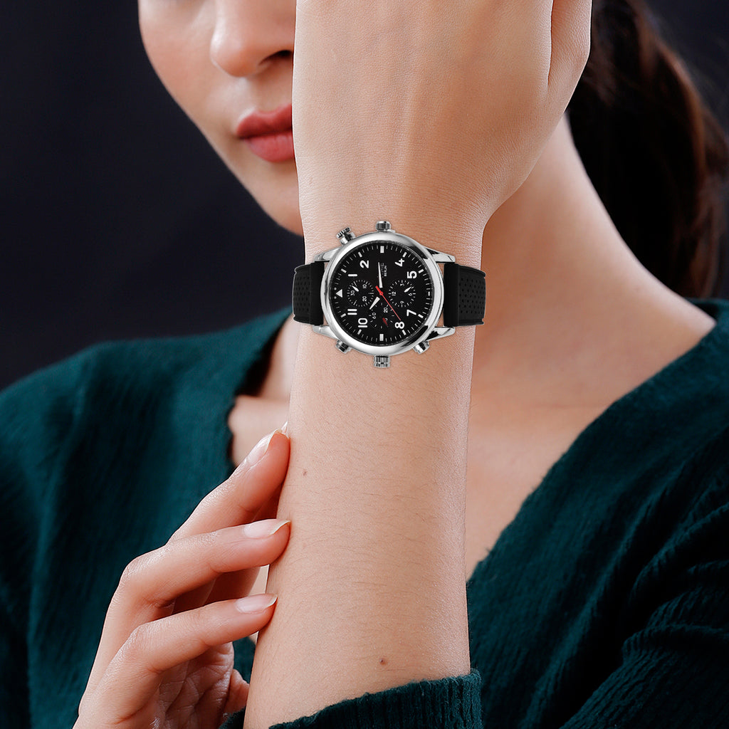 Time Berlin Camera Watch - with Camera and Microphone, 4GB Internal Memory in Stainless Steel - Black strap_7281093_1