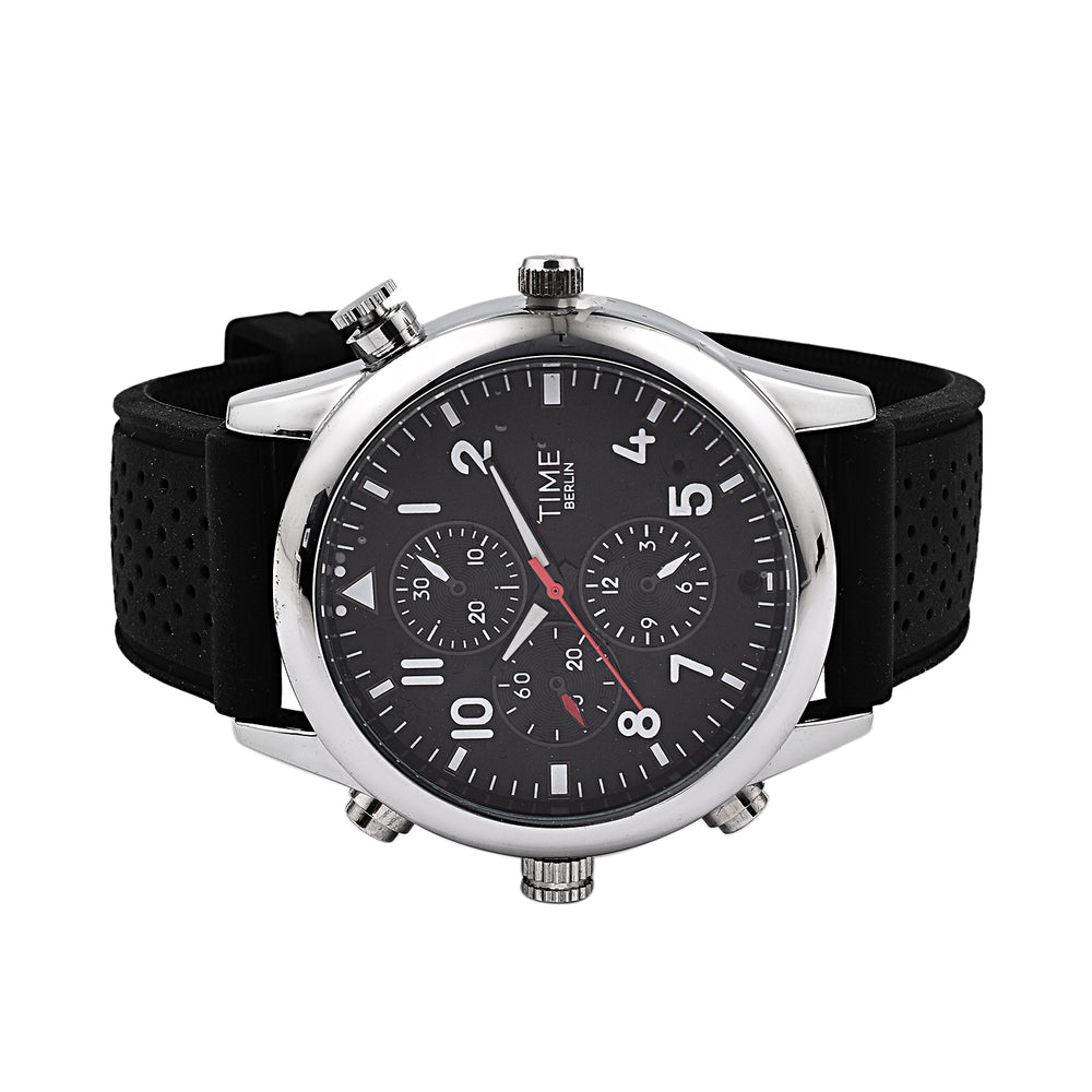 Time Berlin Camera Watch - with Camera and Microphone, 4GB Internal Memory in Stainless Steel - Black strap_7281093_3