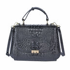 Black Friday Doorbuster - 100% Genuine Leather Croc Embossed Convertible Bag with Detachable Long Strap - Black_7311071