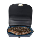 Black Friday Doorbuster - 100% Genuine Leather Croc Embossed Convertible Bag with Detachable Long Strap - Teal Blue_7311073_5