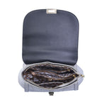 Black Friday Doorbuster -100% Genuine Leather Croc Embossed Convertible Bag with Detachable Long Strap - Grey_7311077_5