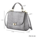 Black Friday Doorbuster -100% Genuine Leather Croc Embossed Convertible Bag with Detachable Long Strap - Grey_7311077_7