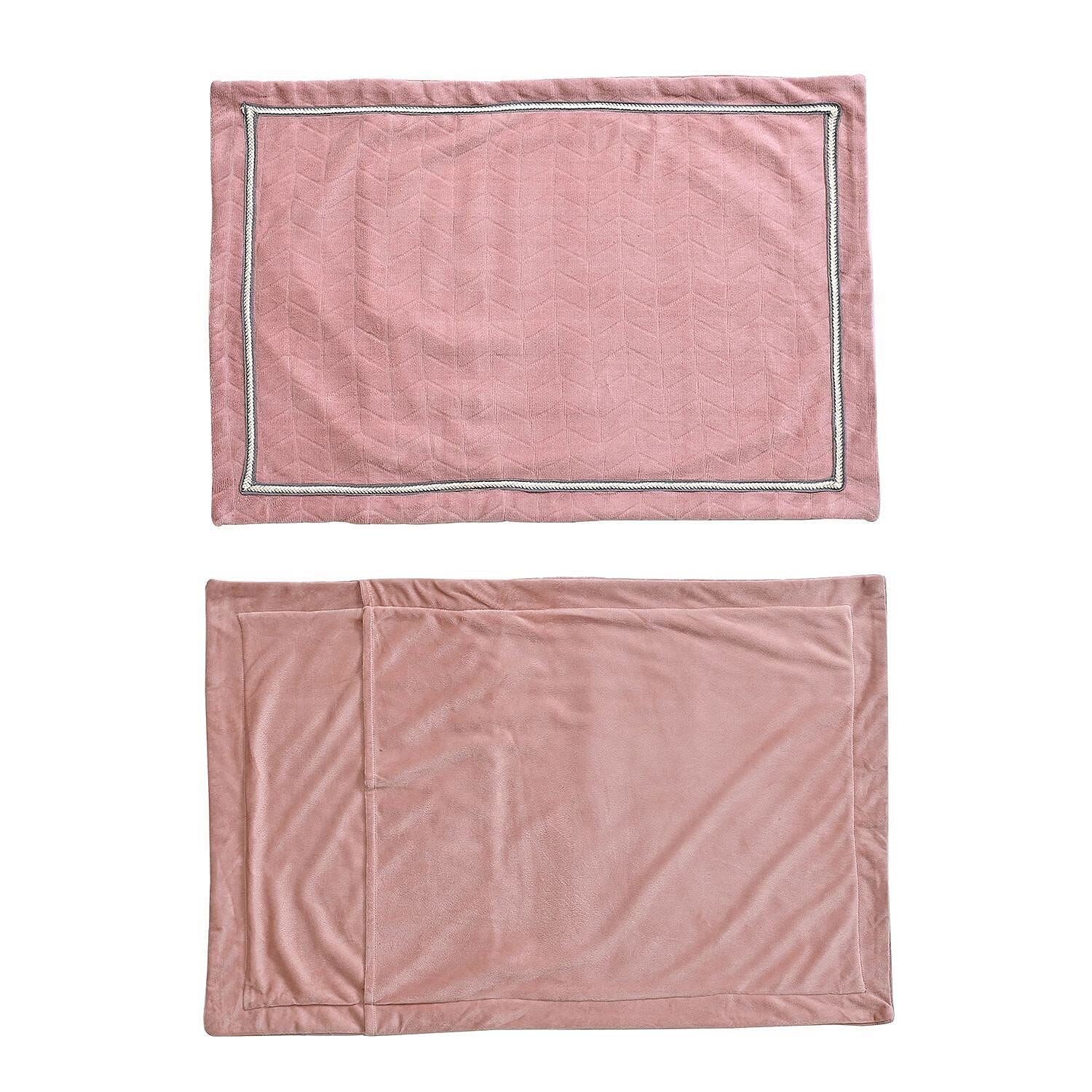 Luxury Velour Set of 3 Duvet Cover with 2 Oxford Pillow Cases - Pink Double