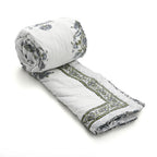One Time Deal- 100% Cotton SANGANER Printed Quilt Comes with Bag (Double Size, 200x200 cm) - Blue & Green_7370419_5