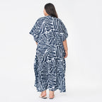 Tamsy Abstract Printed Dress (Curve One Size) - Navy & Light Blue_7378420_1