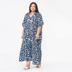 Tamsy Abstract Printed Dress (Curve One Size) - Navy & Light Blue_7378420_2
