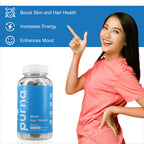 Purna - Blueberry Flavoured Gummies - Helps with Nutriton &  Health For Hair to Repair Hair Tissue (60 Gummies- 2 Months Supply).Best Before 30th Sep 2025