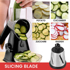Whizzy Chopper - 3 in 1 Slicer, Grater and Shredder. Safe Barrel Blades - Speedy Chopping, Easy Cleaning, Non-Electric - Black