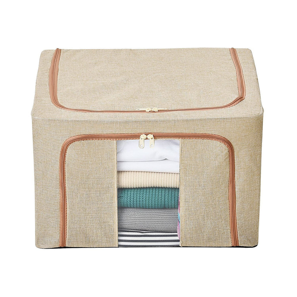Solid Storage Box (Size 50x40x33 cm) - Beige & Beige