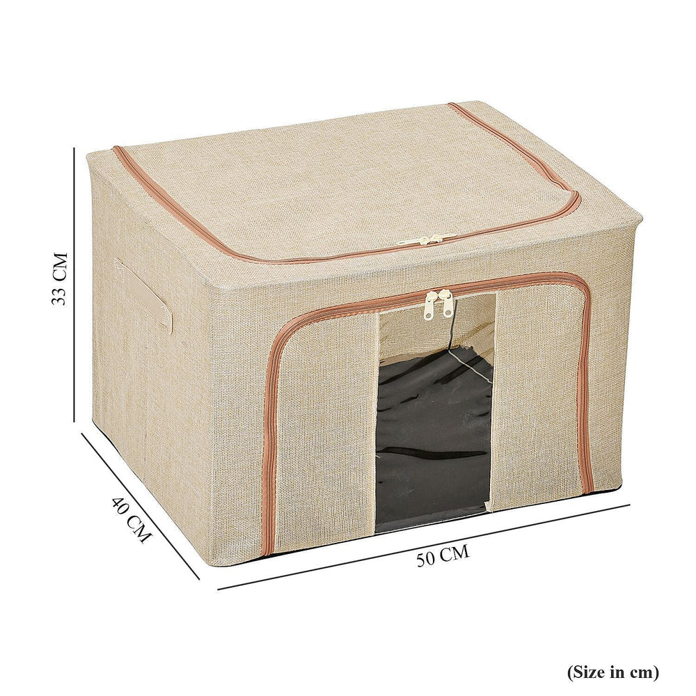 Solid Storage Box (Size 50x40x33 cm) - Beige & Beige