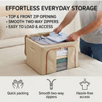 Solid Storage Box (Size 50x40x33 cm) - Beige & Beige