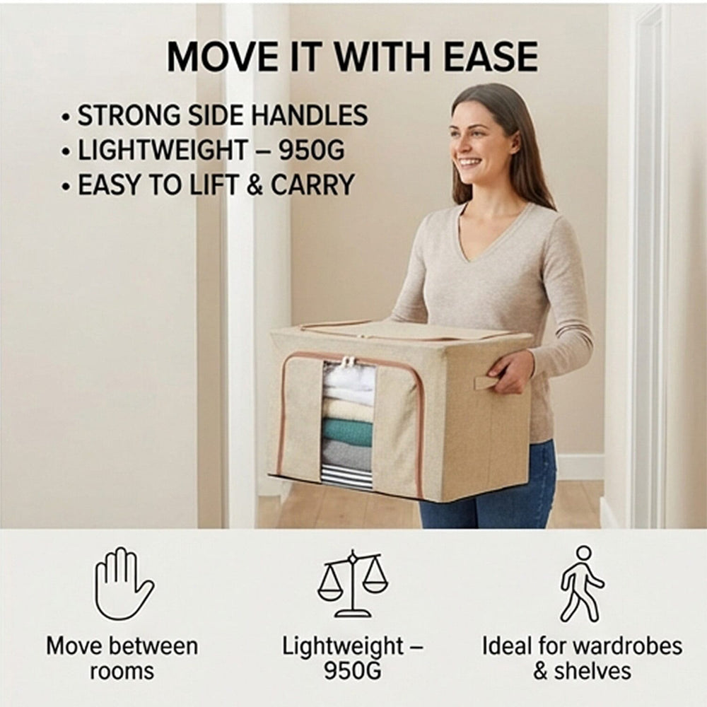 Solid Storage Box (Size 50x40x33 cm) - Beige & Beige
