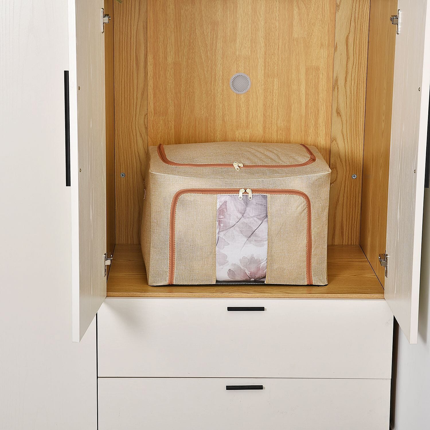 Solid Storage Box (Size 50x40x33 cm) - Beige & Beige
