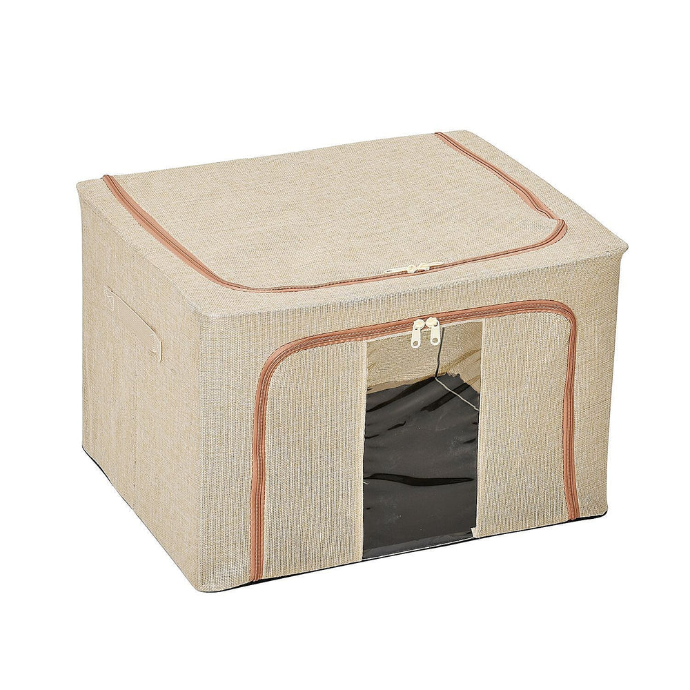 Solid Storage Box (Size 50x40x33 cm) - Beige & Beige
