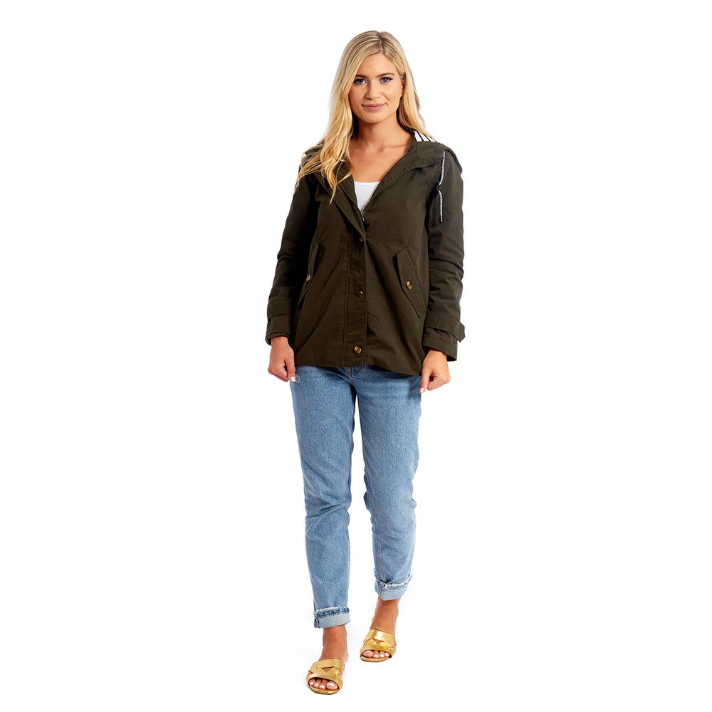 Betty Kay - Ladies Stripe Lined Cotton Jacket (Size 14) - Khaki_7479944